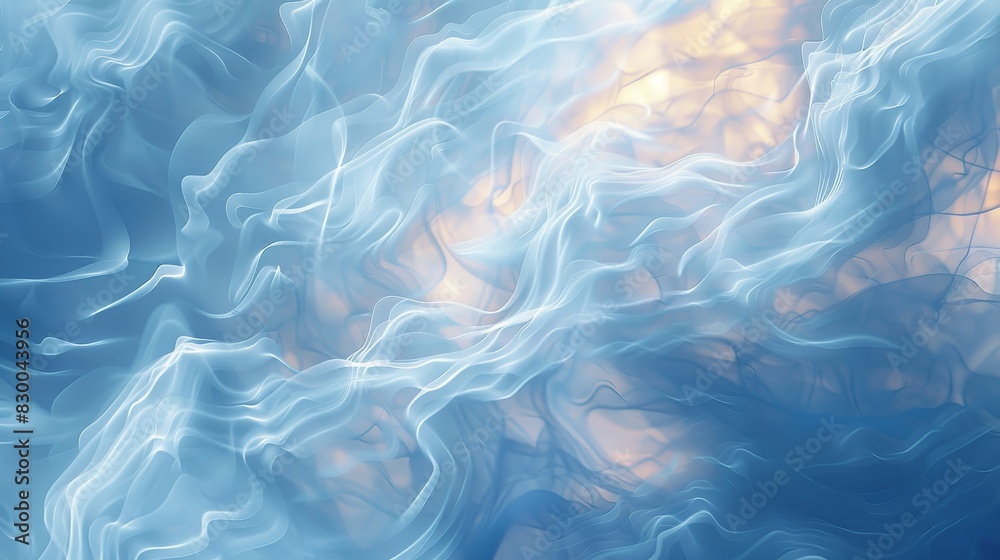 Abstract wintery background with liquid-like blue and white textures and a glowing overlay backdrop Abstract wintery background with liquid-like blue and white textures and a glowing overlay backdrop
