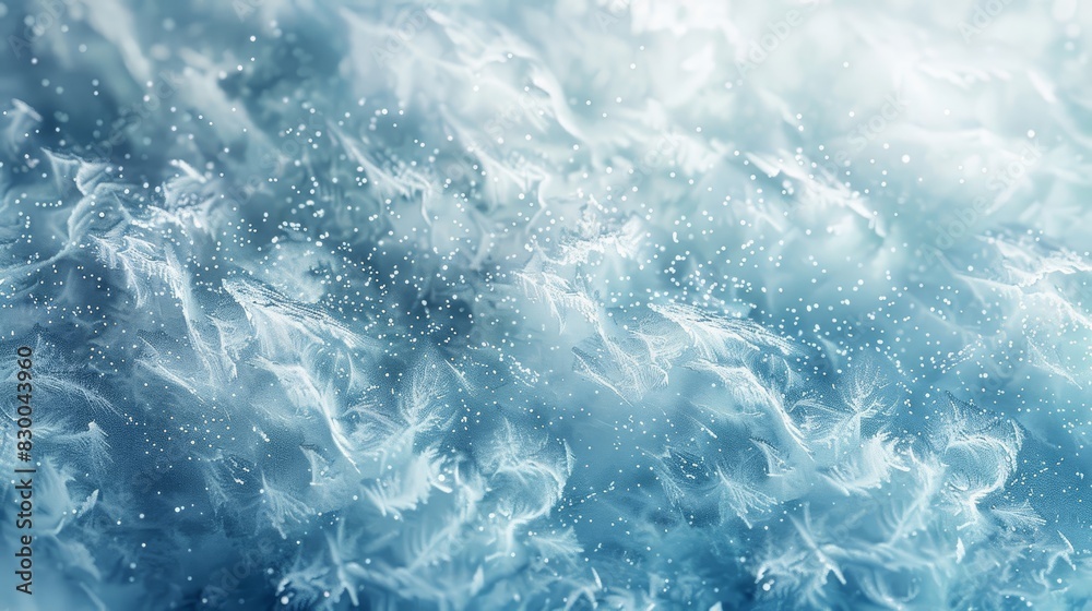 Cool-toned abstract background with flowing gradients frost patterns and a faint light sparkle backdrop