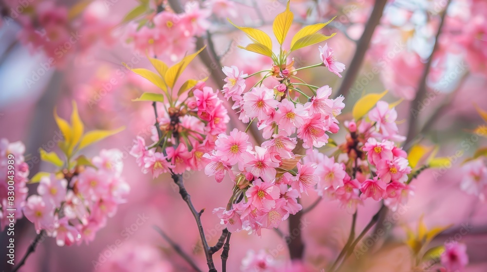 Cherry blossoms in full bloom, vibrant and delicate, natural beauty, serene and picturesque, springtime scene, lush and alive, bright and colorful, copy space. Cherry blossoms in full bloom, vibrant and delicate, natural beauty, serene and picturesque, springtime scene, lush and alive, bright and colorful, copy space.