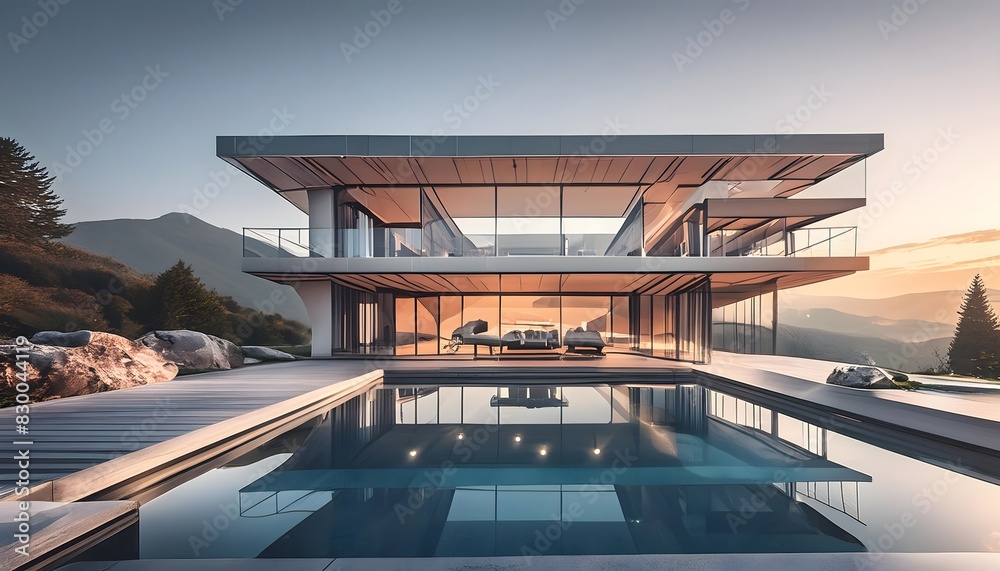 Fototapeta premium Modern building with swimming pool