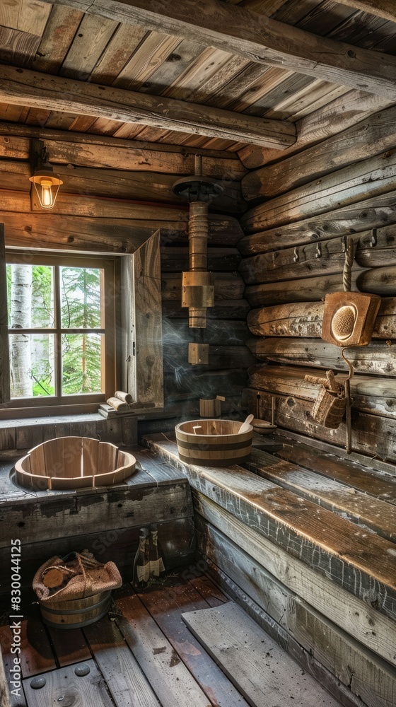 rustic sauna cabin, where can you relax. Geerative AI rustic sauna cabin, where can you relax. Geerative AI