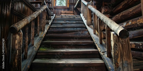 Rustic old  stairs. Generative AI. Old but beautiful.