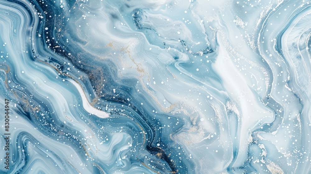 Wintery abstract background with marble-like textures in blue and white ...