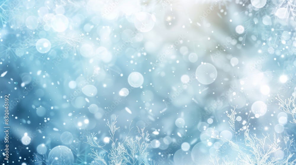 Winter abstract with icy blue and white gradients misty textures and delicate light flares backdrop