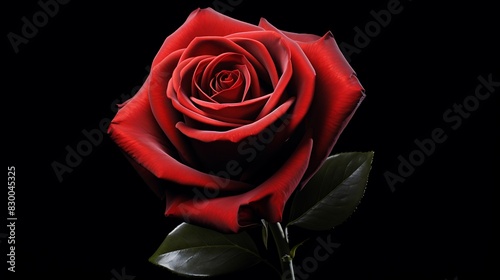 Contrast Elegance: Single Red Rose Against Black Backdrop


 photo