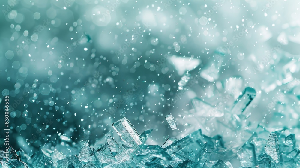 Wintery background with ice-like shards in teal and blue bokeh light effects and misty overlay backdrop Wintery background with ice-like shards in teal and blue bokeh light effects and misty overlay backdrop