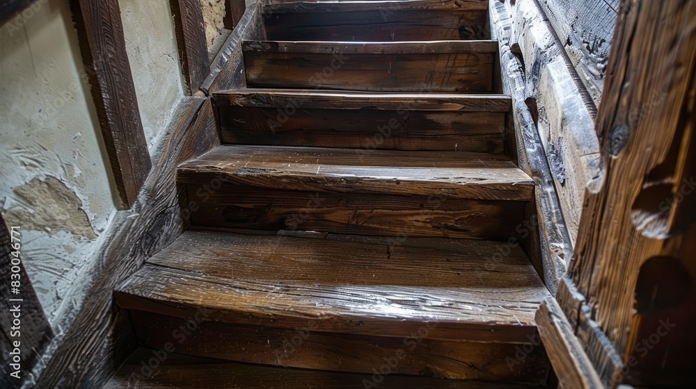 Rustic old stairs. Generative AI. Old but beautiful. Rustic old stairs. Generative AI. Old but beautiful.