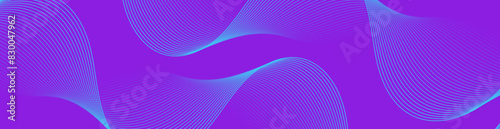 Abstract background with waves for banner. Web banner size. Vector background with lines. Element for design isolated on purple. Purple and blue gradient. Water, ocean, sea. Summer, winter