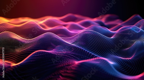 Colorful abstract wave lines against a dark background, representing digital data flow and modern technology.