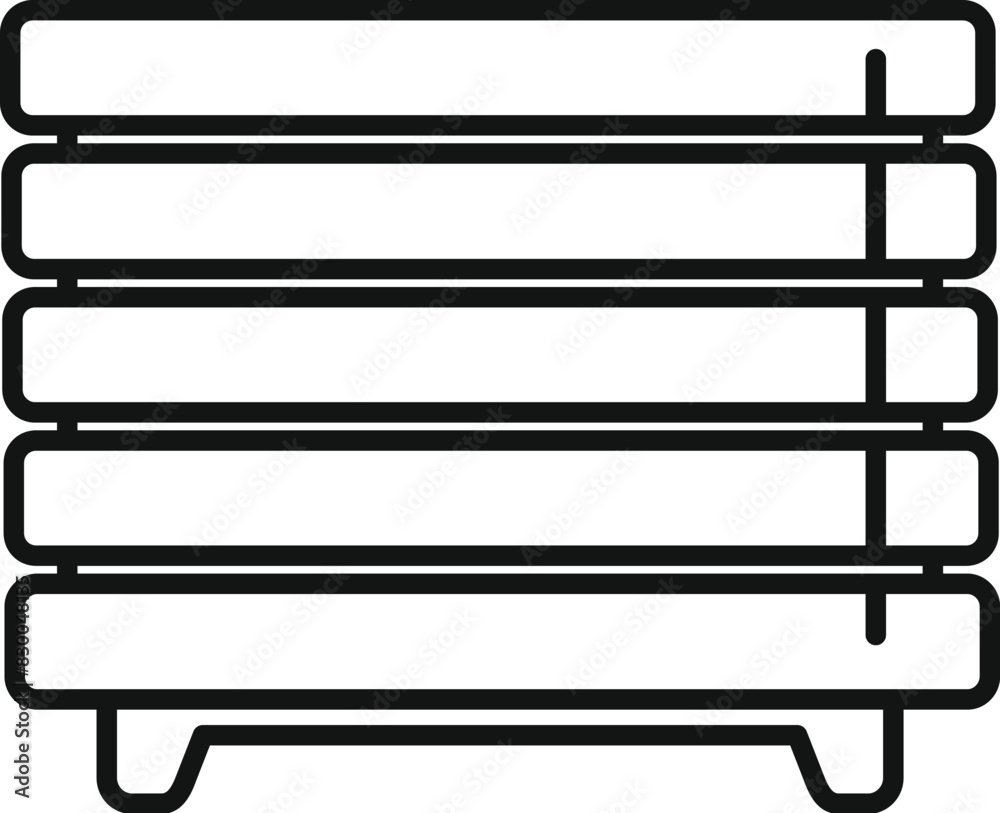 Black and white vector illustration of a simple, modern bench in line art style Black and white vector illustration of a simple, modern bench in line art style