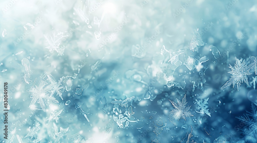 Blurred shapes and crystalline patterns in blue and white with gentle glow in a textured background backdrop Blurred shapes and crystalline patterns in blue and white with gentle glow in a textured background backdrop