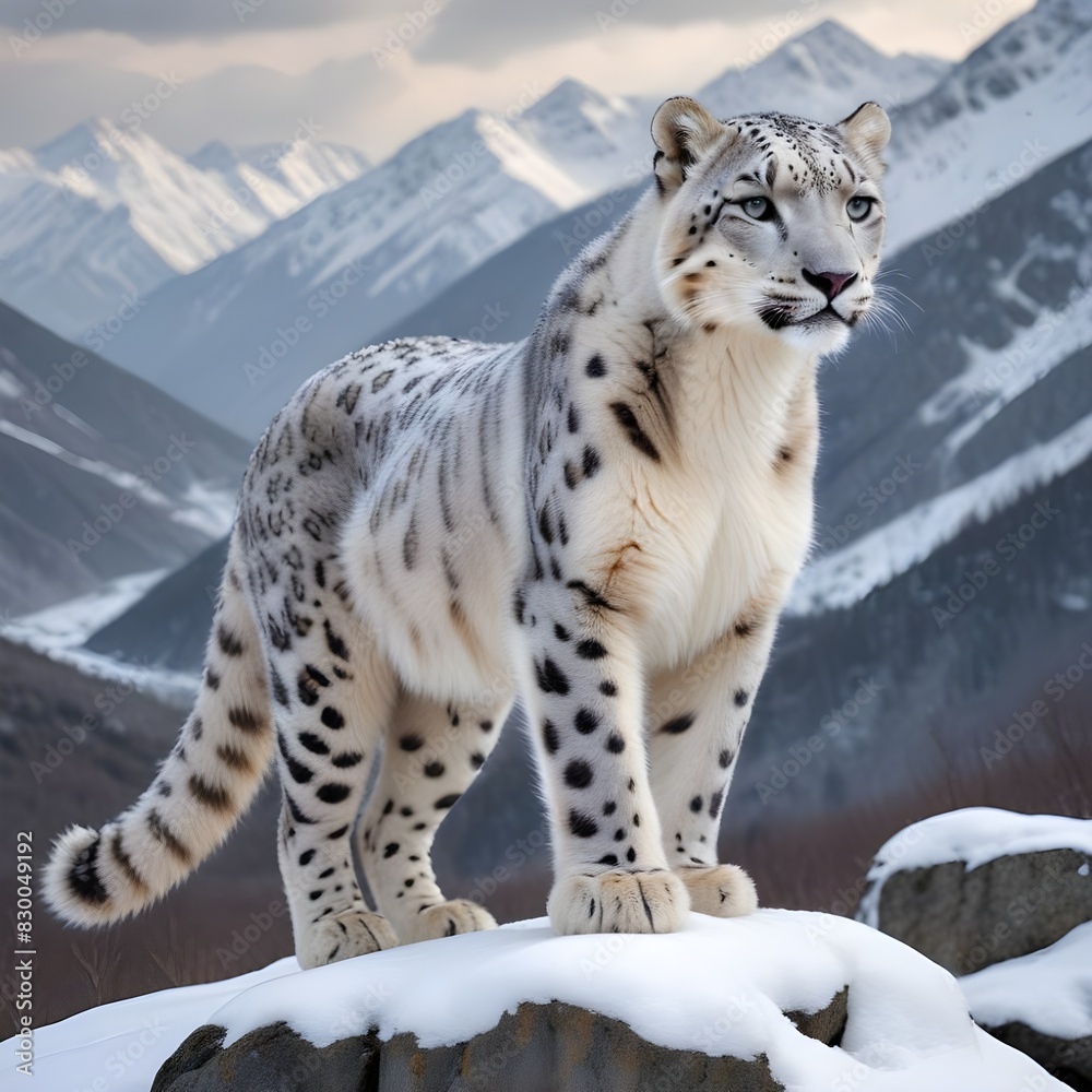 snow leopard in the mountains snow leopard in the mountains