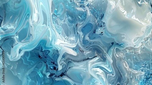 Background with swirling blue white and silver forms glistening highlights and subtle textures backdrop