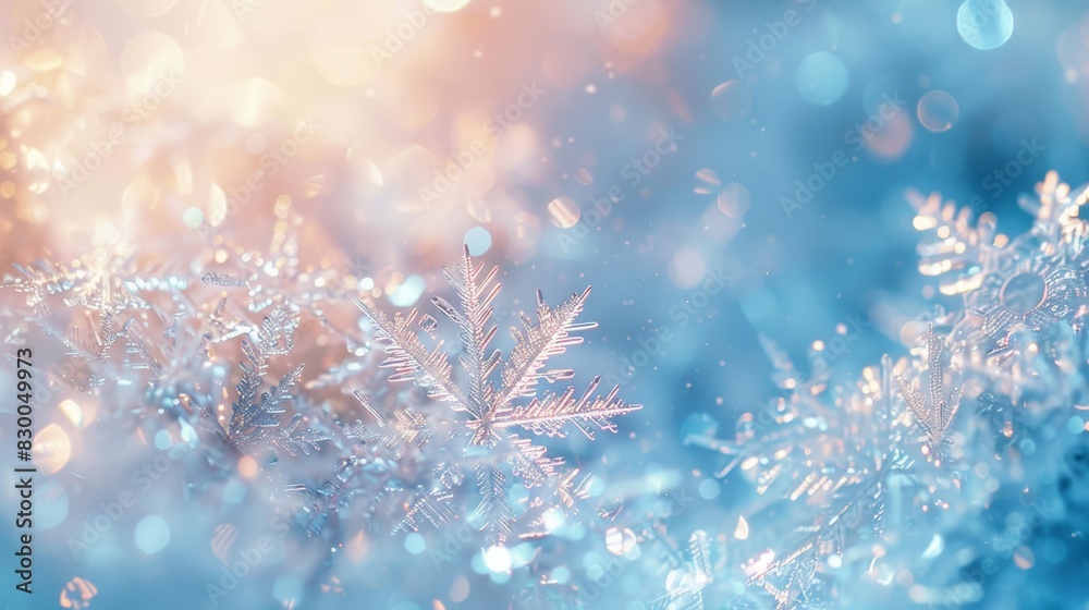 Pastel blues and whites with glowing light effects and semi-transparent snowflake patterns backdrop Pastel blues and whites with glowing light effects and semi-transparent snowflake patterns backdrop