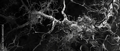 3D illustration of a single neuron. photo