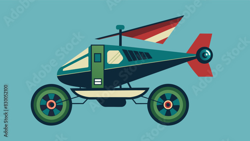 The incorporation of a variable incidence tail allowing for precise control and improved stability during vertical takeoff and landing.. Vector illustration
