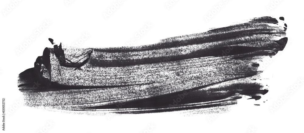 Fototapeta premium Black brush strokes isolated on transparent background.