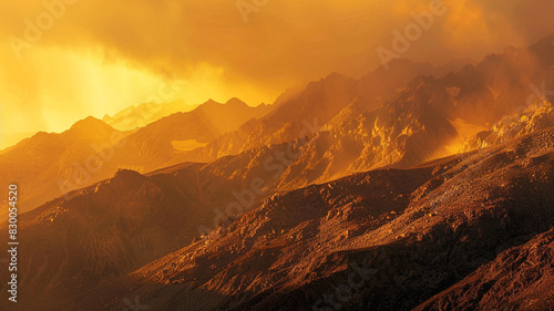fault-block mountains glowing in the golden light of a setting sun
