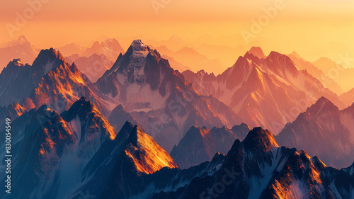 fault-block mountains glowing in the golden light of dawn