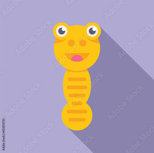 Flat design of a cheerful yellow cartoon worm with a big smile