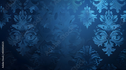vector illustration blue background with damask patterned wallpaper for Presentations marketing, decks, Canvas for text-based compositions. Generative AI. photo