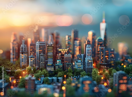 Tilt-shift photography of a miniature city