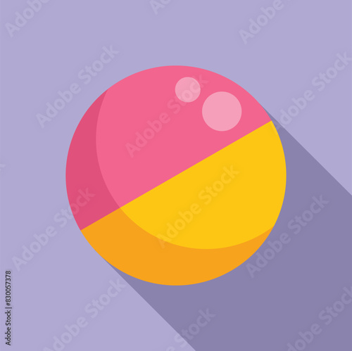 Flat design vector of a vibrant beach ball with shadow, indicating leisure and play