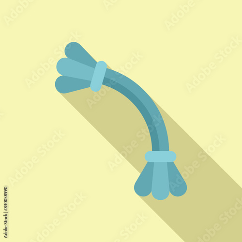Simplified illustration of a blue garden hose with knots on a beige background