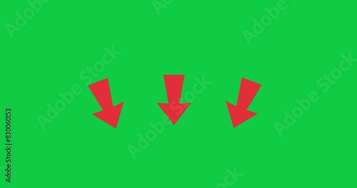 Red Arrow Moving Animation. 4K High Quality Green Screen Video.