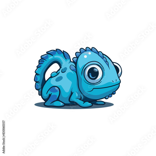 kawai mascot cute blue chameleon shape vector photo