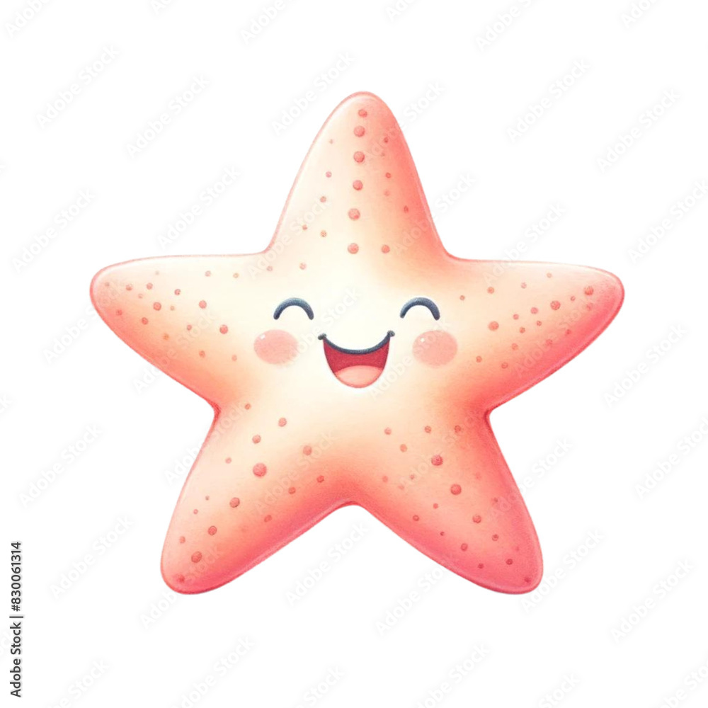 Cute smiling starfish with a happy face, vibrant pink shades, perfect for children's illustrations and cheerful ocean-themed designs. Cute smiling starfish with a happy face, vibrant pink shades, perfect for children's illustrations and cheerful ocean-themed designs.