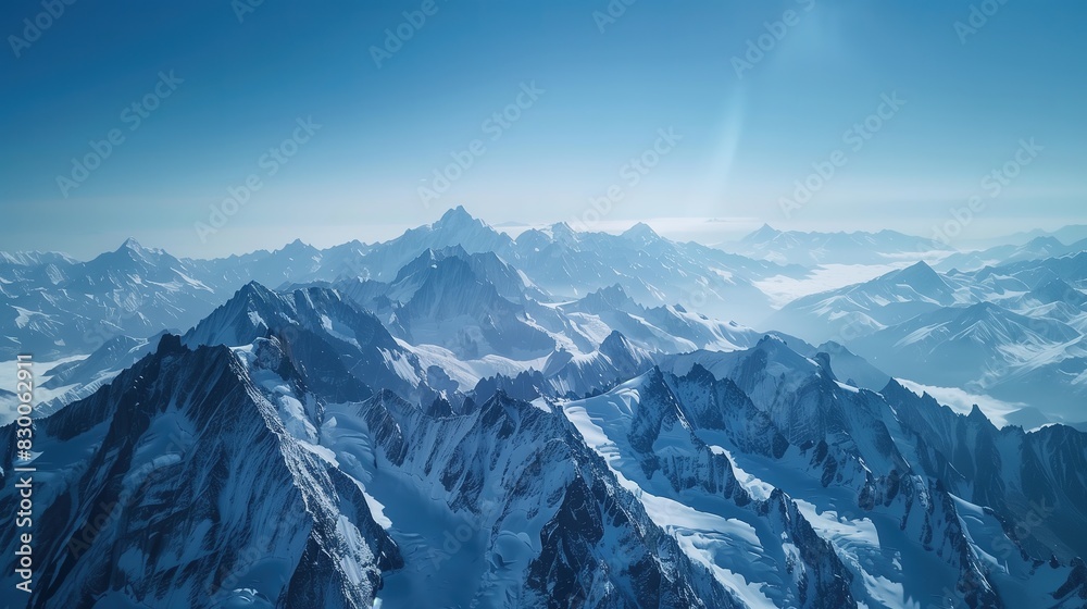 snow-capped mountains under a clear blue sky