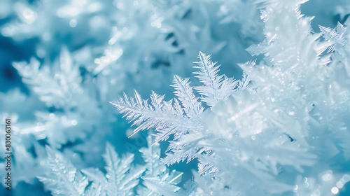 Close up ice crystals pattern texture background