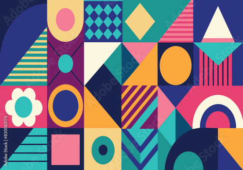 A colorful collage of shapes and circles