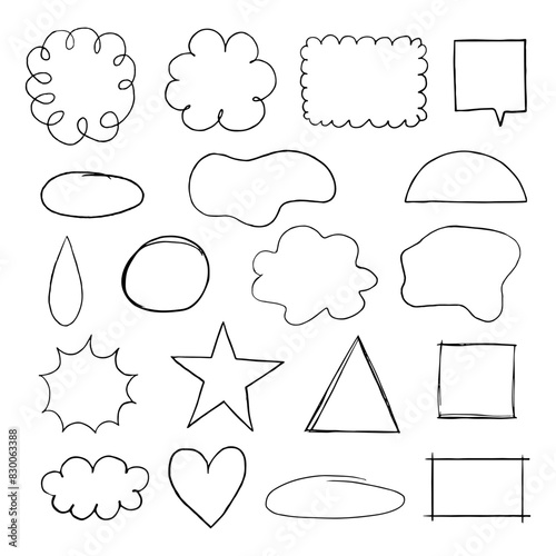 Vector set of doodle forms,hand drawn speech bubbles.