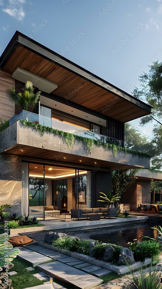 A Modern House in Lush Tropical Rainforest A Modern House in Lush Tropical Rainforest