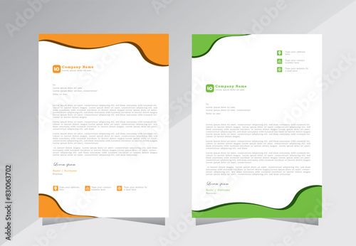 Corporate modern letterhead design template with orange and green colour. creative modern letterhead design template for your project.