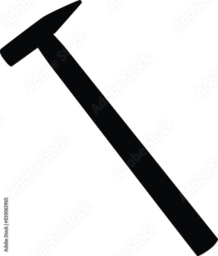 Silhouette of hammer illustration. Essential tool in black color. Home repair accessories. 