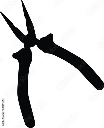 Silhouette of rusty pliers illustration. Essential tool in black color. Home repair accessories. 