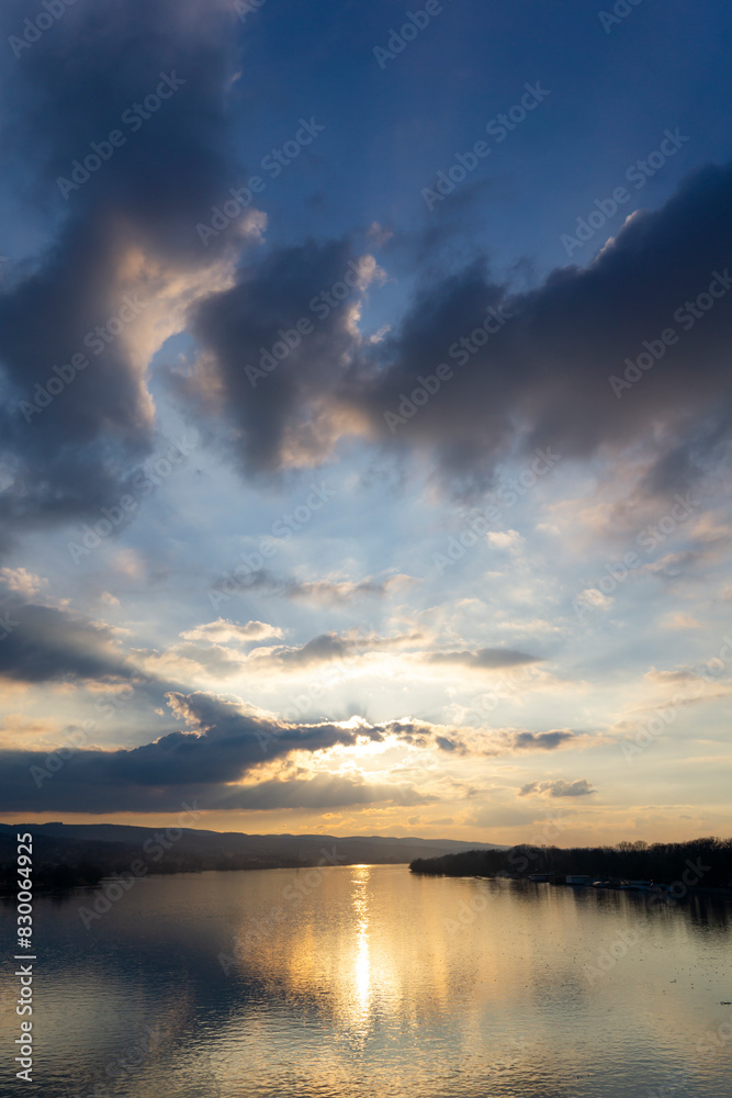 Fototapeta premium Evening serenity at Danube island Sodros near Novi Sad, Serbia