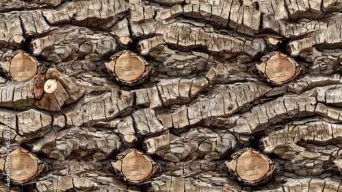 oak tree bark with a high-fidelity, high-resolution seamless pattern, capturing every detail of its natural texture for a mesmerizing visual experience. SEAMLESS PATTERN