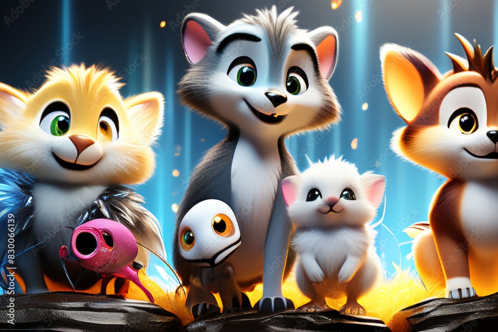 Fototapeta premium Animal characters, image of animals exercising, mascot, animation, cute, Olympics