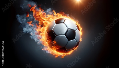 Illustration of a soccer ball with fire.