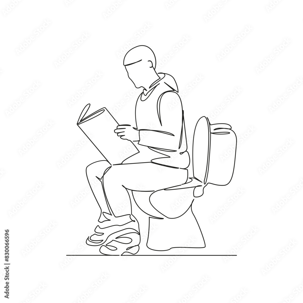 man on the toilet reading a newspaper