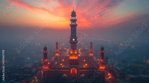 majestic image of Faisalabad Clock Tower iconic landmark towering over cityscape of Faisalabad Punjab Built during British colonial period clock tower symbol of city's industrial heritage popular meet photo