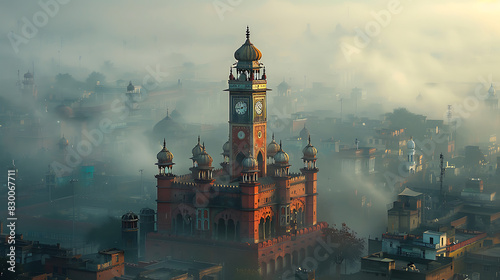 majestic image of Faisalabad Clock Tower iconic landmark towering over cityscape of Faisalabad Punjab Built during British colonial period clock tower symbol of city's industrial heritage popular meet photo