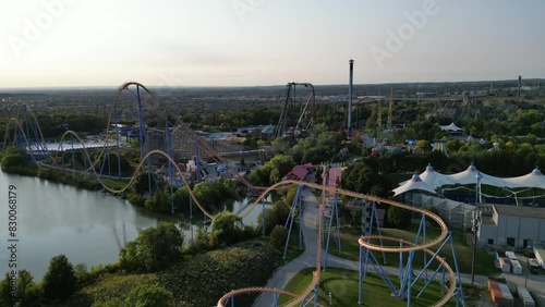 Drone aerial footage of Canada's Wonderland in Vaughan Ontario