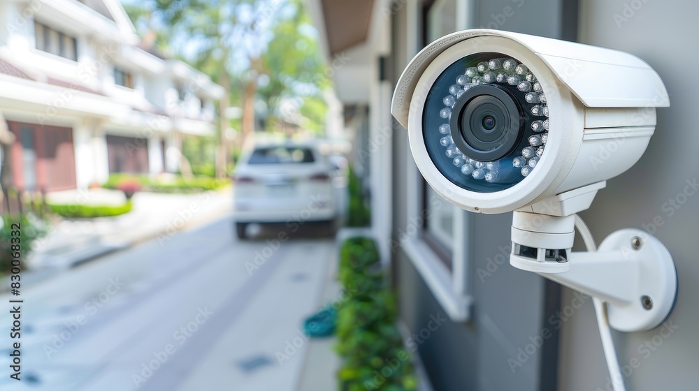 a sleek, white outdoor camera with a solar panel, seamlessly mounted on the wall of an urban home, positioned at eye level to capture a wide-angle view of the surroundings with precision. a sleek, white outdoor camera with a solar panel, seamlessly mounted on the wall of an urban home, positioned at eye level to capture a wide-angle view of the surroundings with precision.