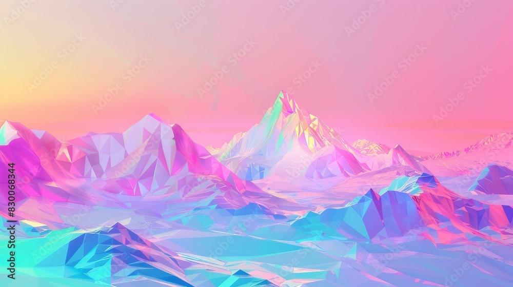 vaporwave color spectrum, mountain architecture,  low polygon background, website background