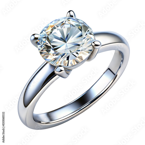 A stunning silver engagement ring with a brilliant round diamond showcases clarity and brilliance photo